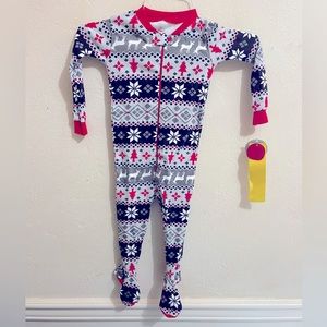NWT Petit Lem 18Mo Onesie Footie Pajamas - Black and Red Holiday Reindeer Print